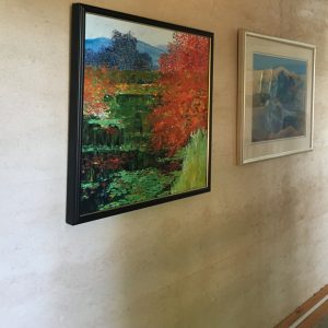 paintings on rammed earth wall