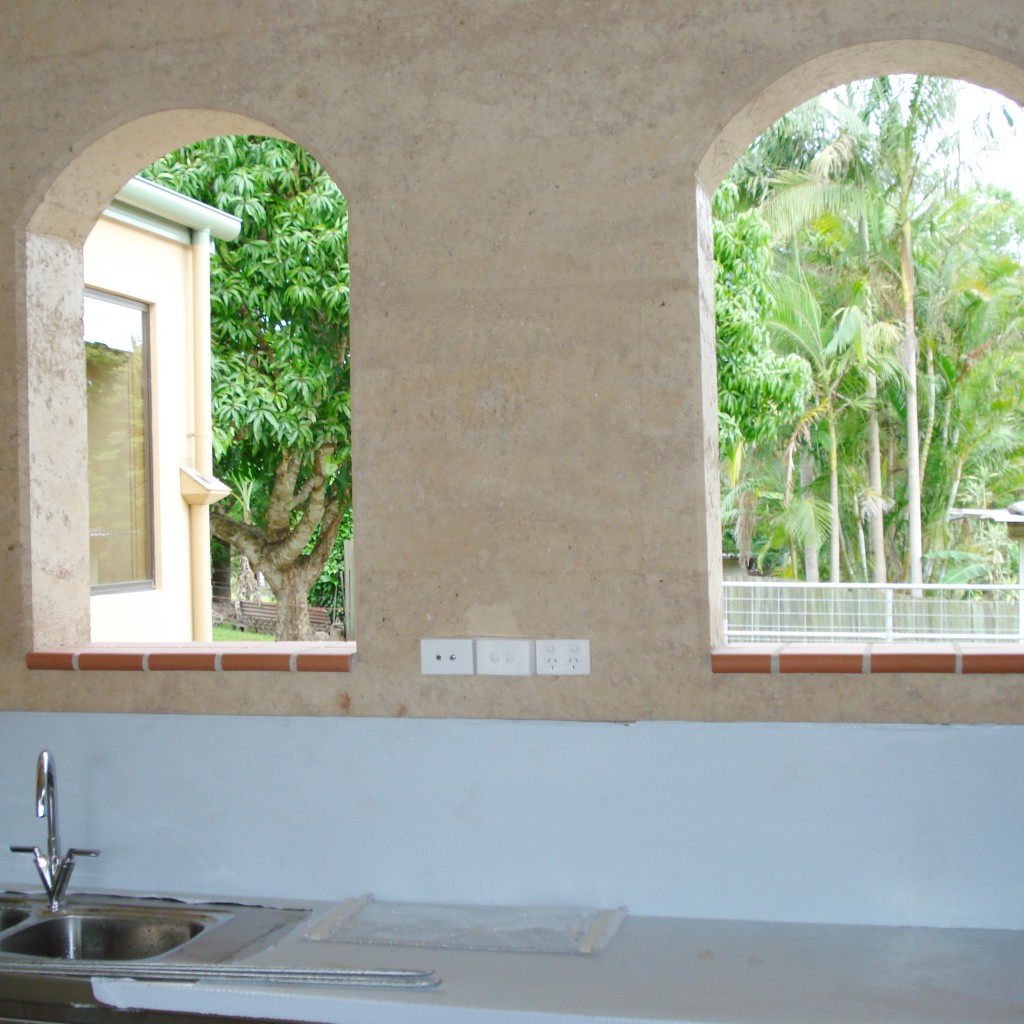 Rammed earth arches.