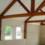roof trusses supported on rammed earth